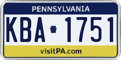 PA license plate KBA1751