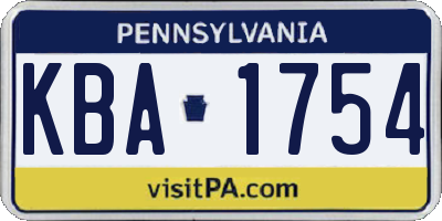 PA license plate KBA1754
