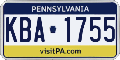 PA license plate KBA1755