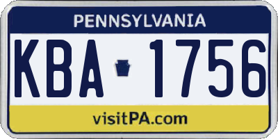 PA license plate KBA1756
