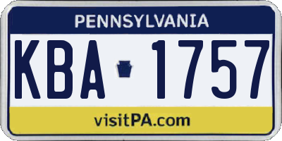 PA license plate KBA1757