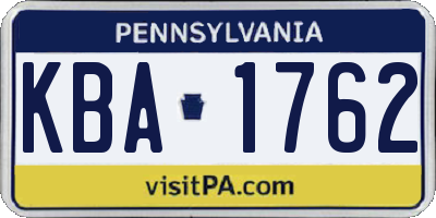 PA license plate KBA1762