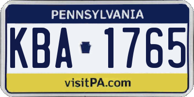 PA license plate KBA1765