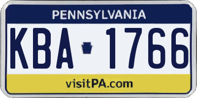 PA license plate KBA1766