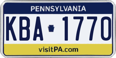 PA license plate KBA1770