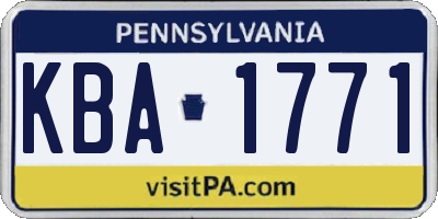 PA license plate KBA1771