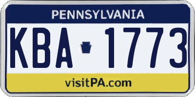 PA license plate KBA1773