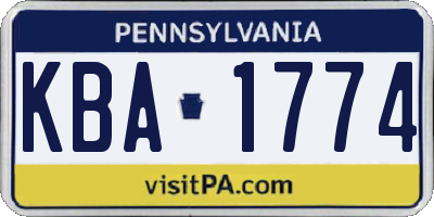 PA license plate KBA1774
