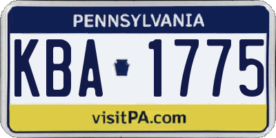 PA license plate KBA1775