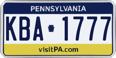 PA license plate KBA1777