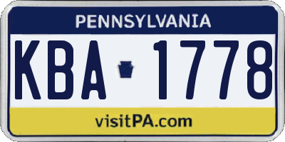 PA license plate KBA1778