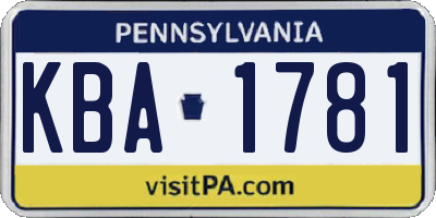 PA license plate KBA1781