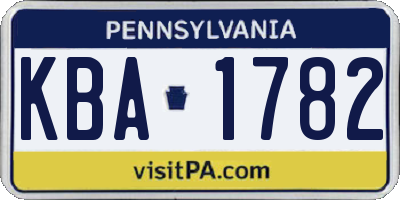 PA license plate KBA1782