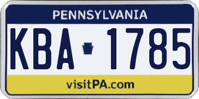 PA license plate KBA1785