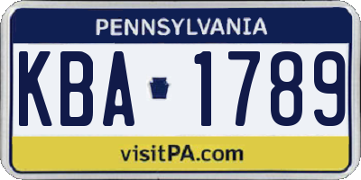 PA license plate KBA1789