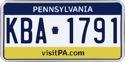 PA license plate KBA1791