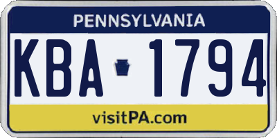 PA license plate KBA1794