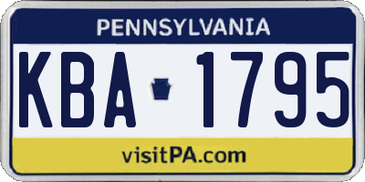 PA license plate KBA1795