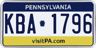 PA license plate KBA1796