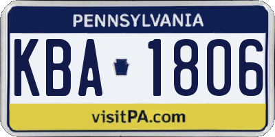 PA license plate KBA1806