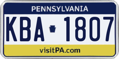 PA license plate KBA1807