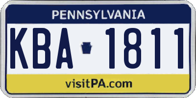 PA license plate KBA1811