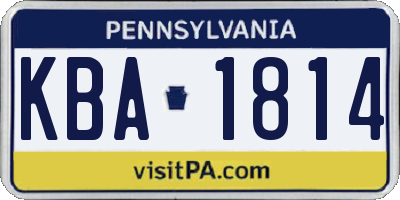 PA license plate KBA1814