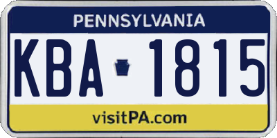 PA license plate KBA1815