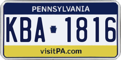 PA license plate KBA1816