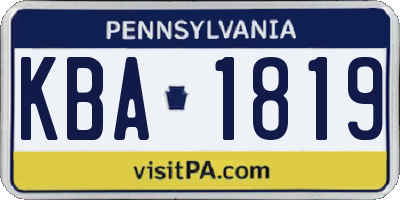 PA license plate KBA1819