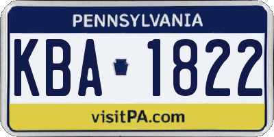 PA license plate KBA1822