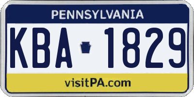 PA license plate KBA1829