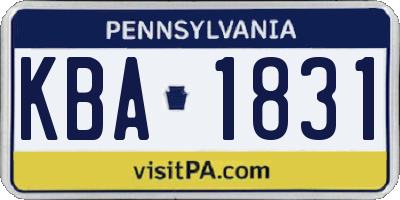 PA license plate KBA1831