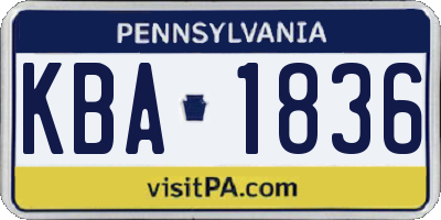 PA license plate KBA1836