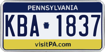 PA license plate KBA1837
