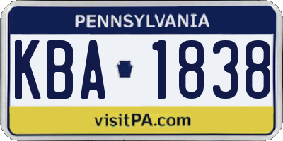 PA license plate KBA1838