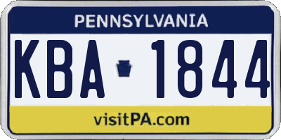PA license plate KBA1844