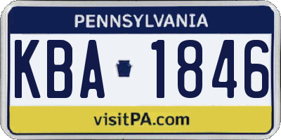 PA license plate KBA1846