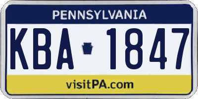 PA license plate KBA1847