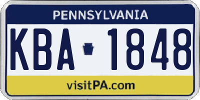 PA license plate KBA1848
