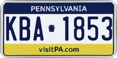 PA license plate KBA1853