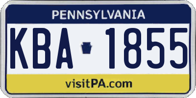 PA license plate KBA1855