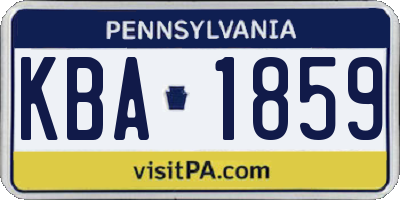 PA license plate KBA1859