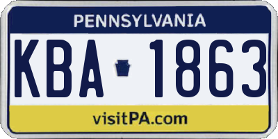 PA license plate KBA1863