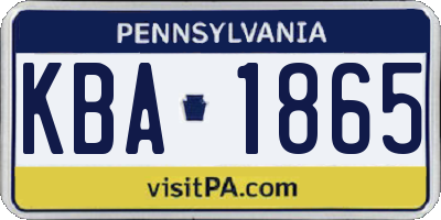 PA license plate KBA1865