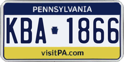 PA license plate KBA1866