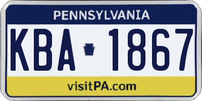 PA license plate KBA1867