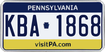 PA license plate KBA1868