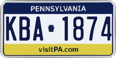 PA license plate KBA1874