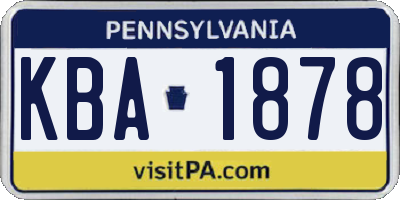 PA license plate KBA1878